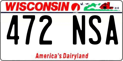 WI license plate 472NSA