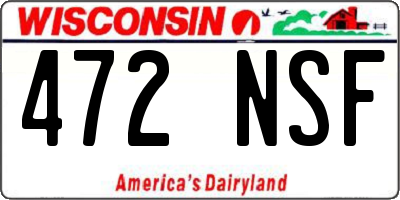 WI license plate 472NSF