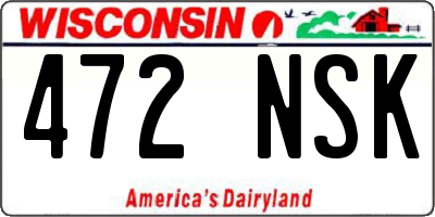 WI license plate 472NSK
