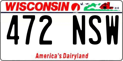 WI license plate 472NSW