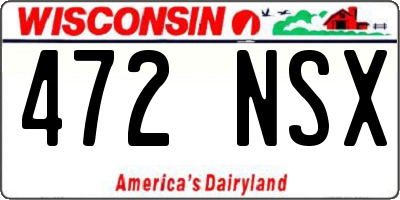 WI license plate 472NSX