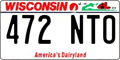 WI license plate 472NTO