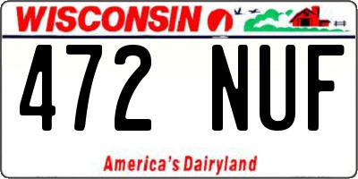 WI license plate 472NUF