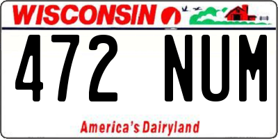WI license plate 472NUM