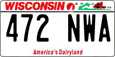 WI license plate 472NWA