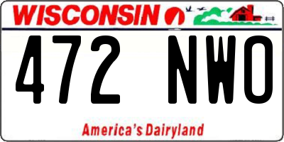 WI license plate 472NWO