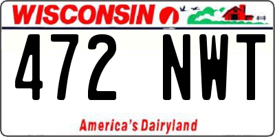 WI license plate 472NWT