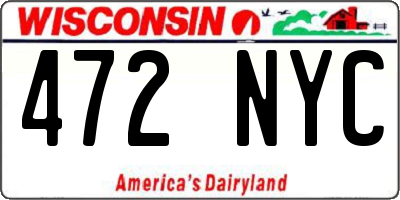WI license plate 472NYC