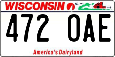 WI license plate 472OAE