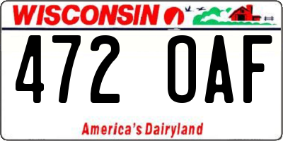 WI license plate 472OAF