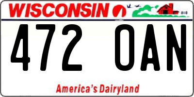 WI license plate 472OAN