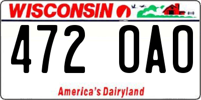 WI license plate 472OAO