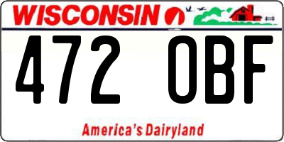 WI license plate 472OBF