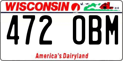 WI license plate 472OBM