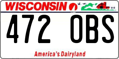 WI license plate 472OBS