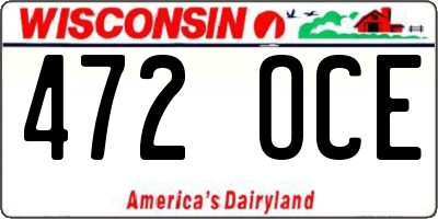 WI license plate 472OCE
