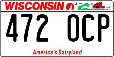 WI license plate 472OCP