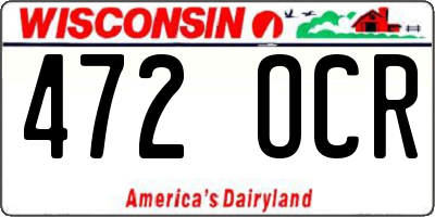 WI license plate 472OCR