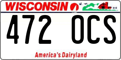 WI license plate 472OCS