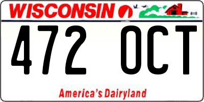 WI license plate 472OCT