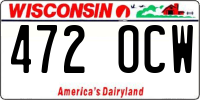 WI license plate 472OCW