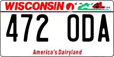 WI license plate 472ODA