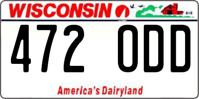 WI license plate 472ODD