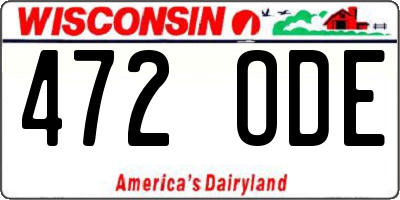 WI license plate 472ODE