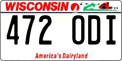 WI license plate 472ODI