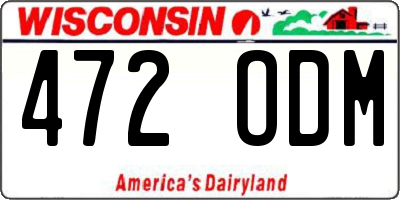 WI license plate 472ODM