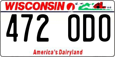 WI license plate 472ODO