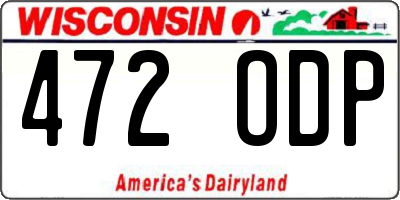 WI license plate 472ODP