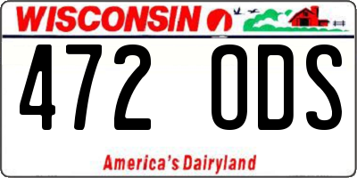 WI license plate 472ODS