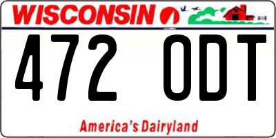 WI license plate 472ODT