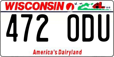 WI license plate 472ODU