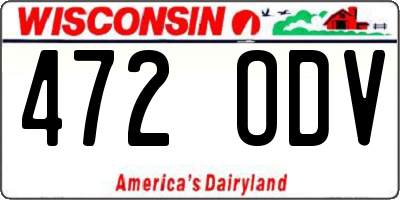 WI license plate 472ODV