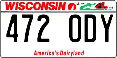 WI license plate 472ODY