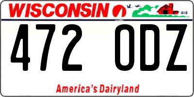 WI license plate 472ODZ