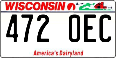 WI license plate 472OEC