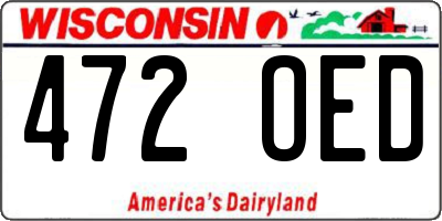 WI license plate 472OED
