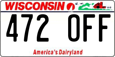 WI license plate 472OFF