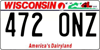 WI license plate 472ONZ