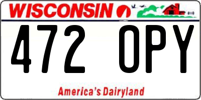 WI license plate 472OPY