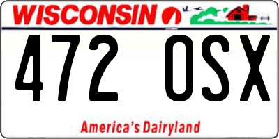 WI license plate 472OSX