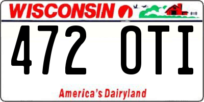 WI license plate 472OTI