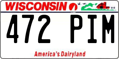 WI license plate 472PIM