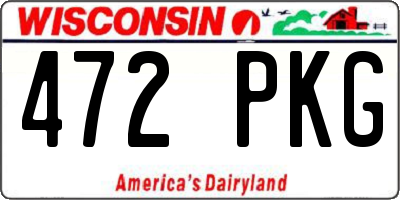 WI license plate 472PKG