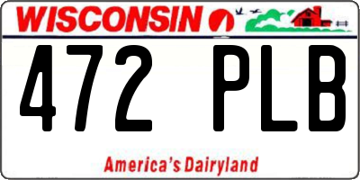 WI license plate 472PLB