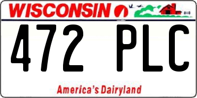 WI license plate 472PLC