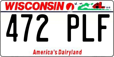 WI license plate 472PLF